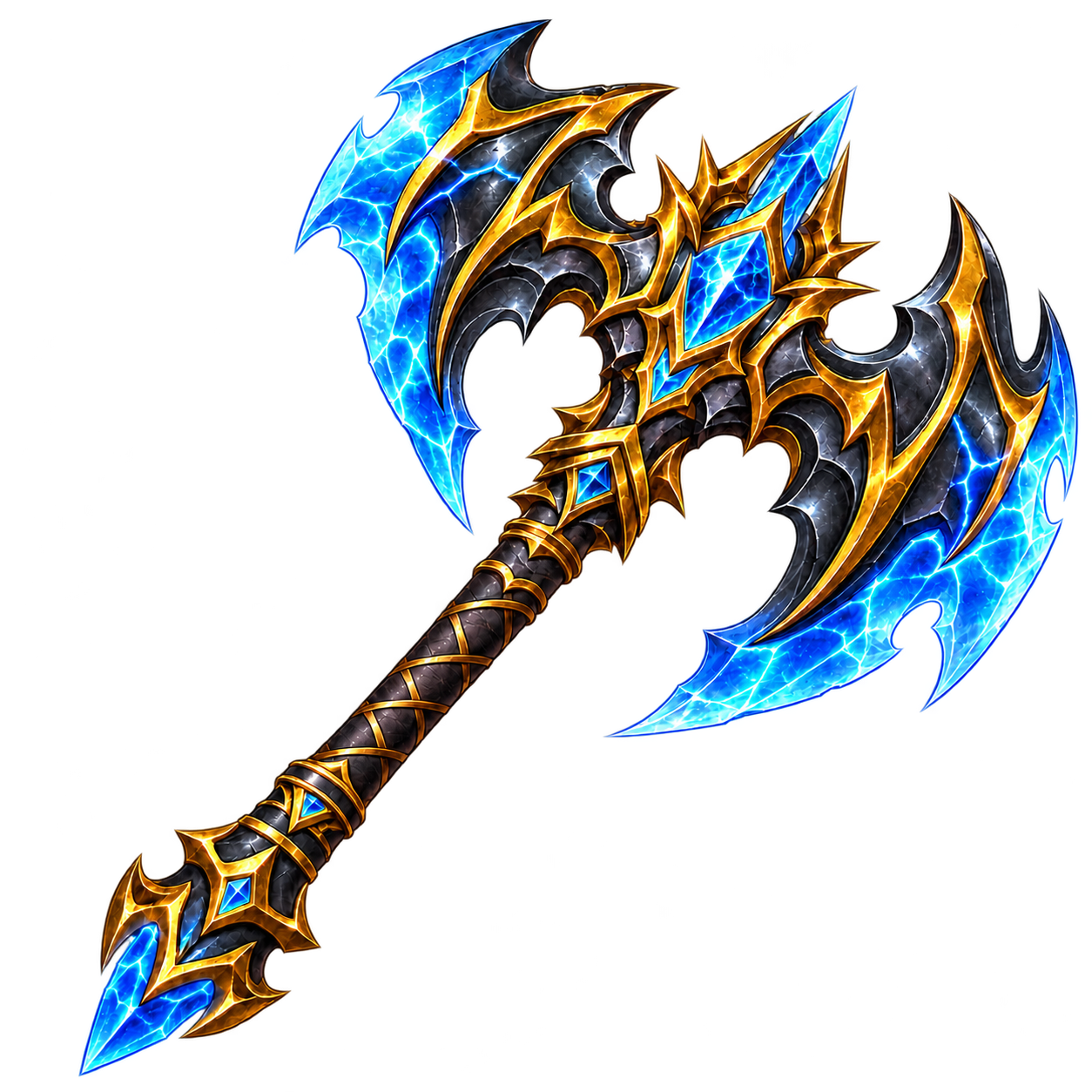 AuraRO Sky Rush Axe with blue crystal blades